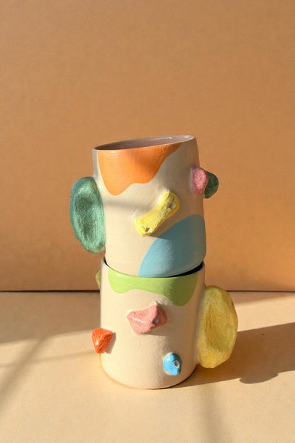 Rocking climbing mug with matte finished galze. The handle mimic rock touch feel